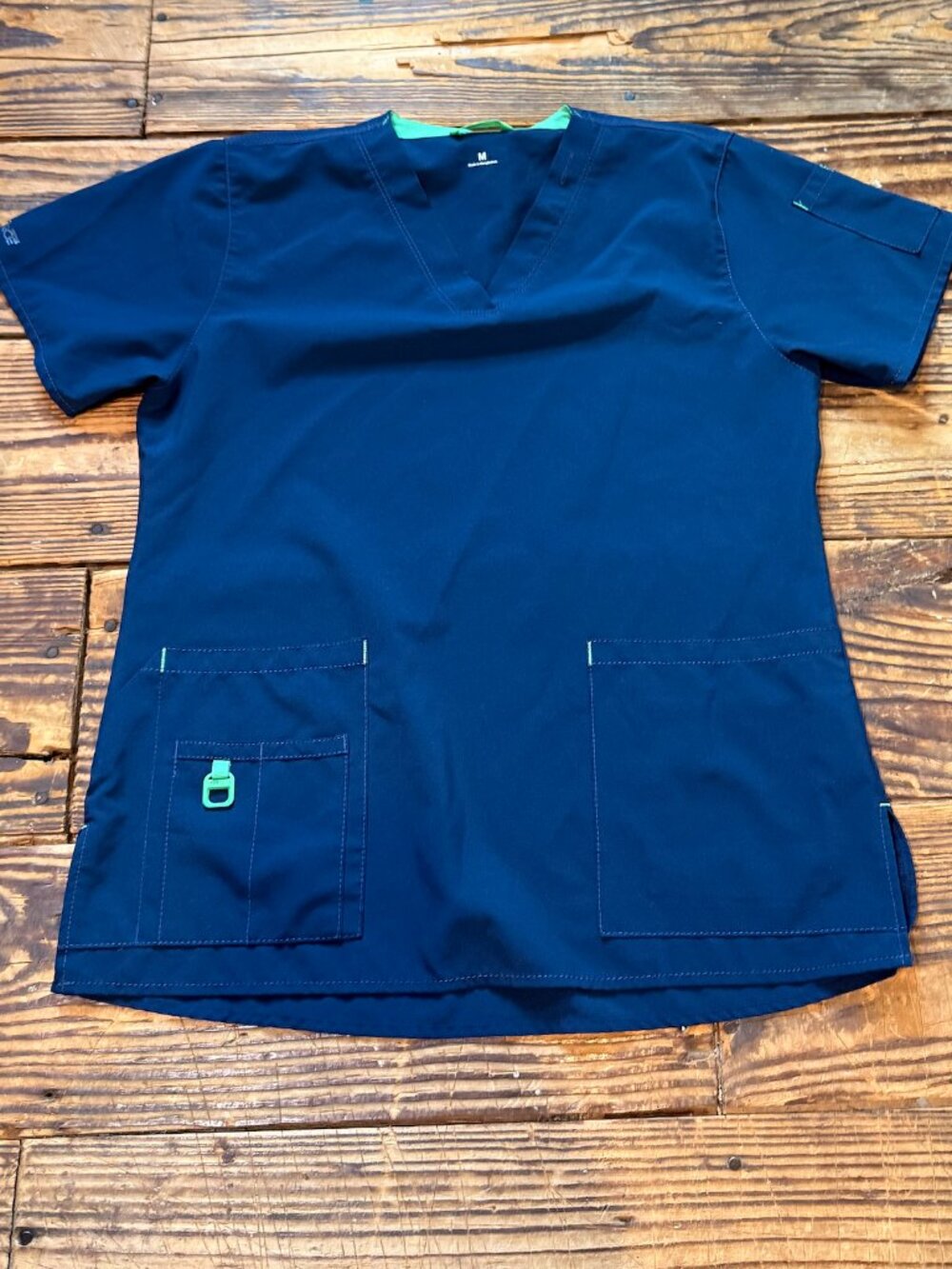 Carhartt Force Scrub Top C12110 Women's Medium Navy Blue Pockets Work Wear EUC